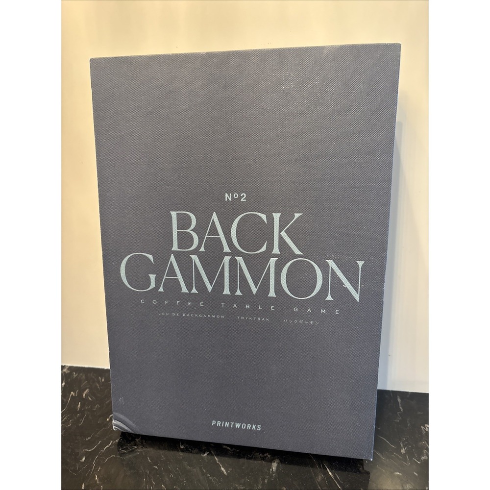 Classic Backgammon Set, Grey & Blue - Foldable Book-Style Board